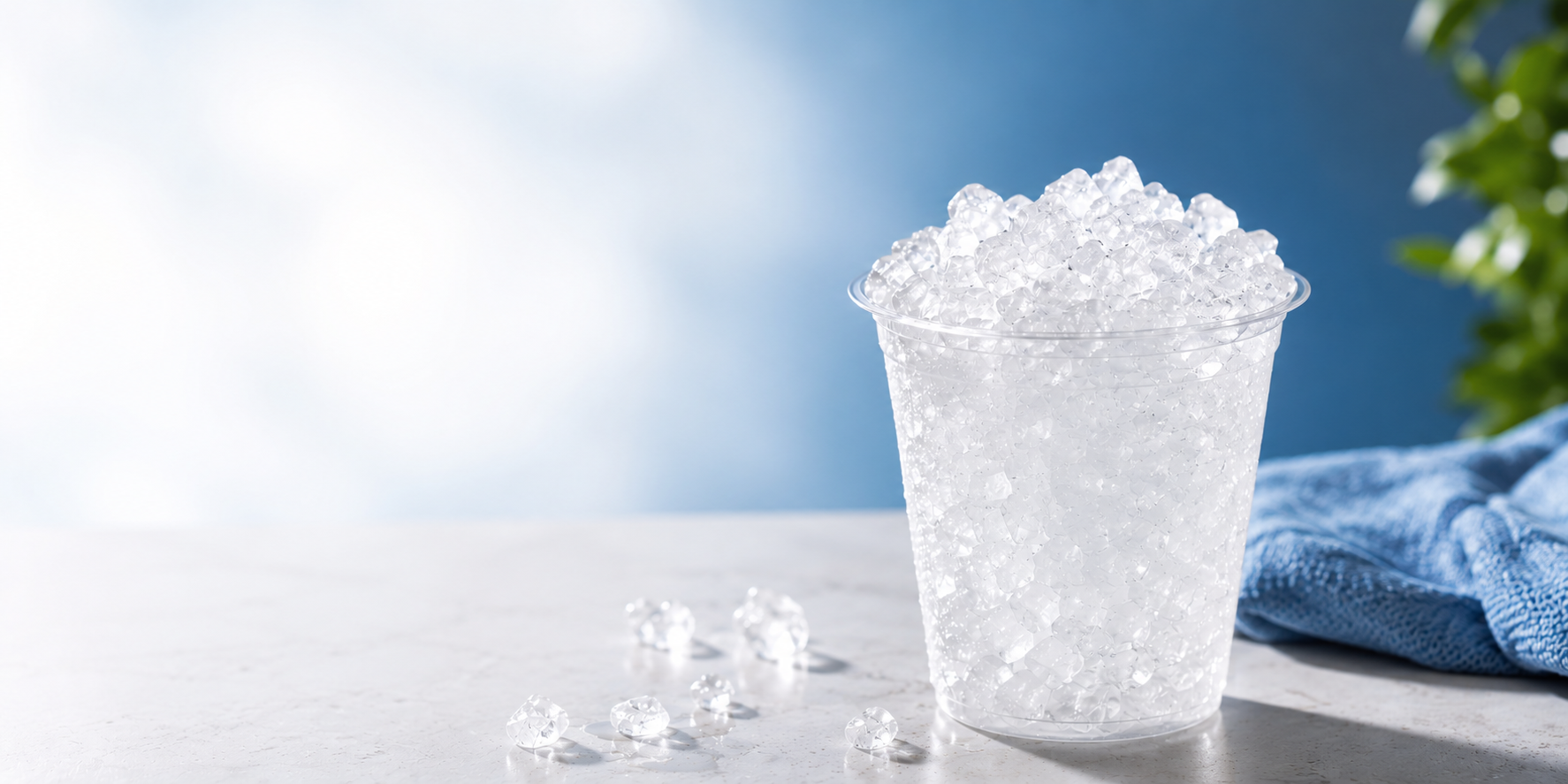 IceChomp hero background with a cup of nugget ice.